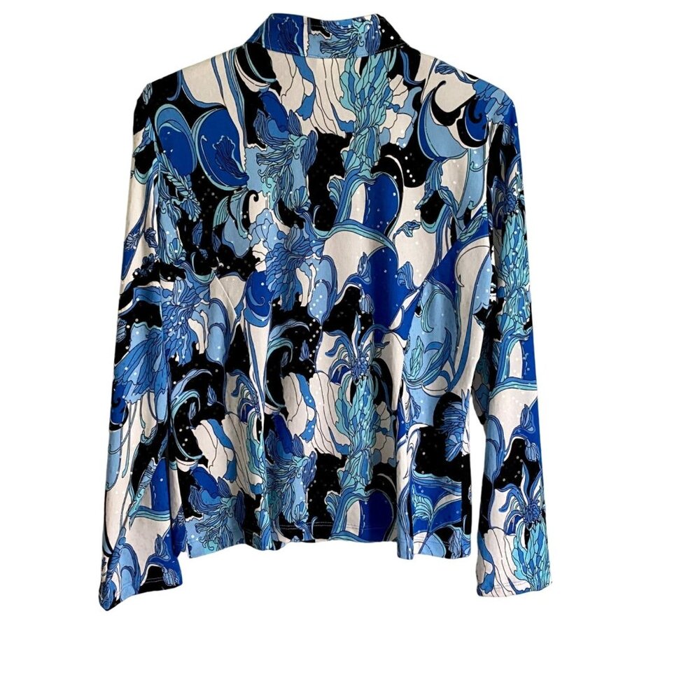 MSK Full Zip Lightweight Jacket Blue White Black with Sequins Large NEW NWT - Picture 5 of 15